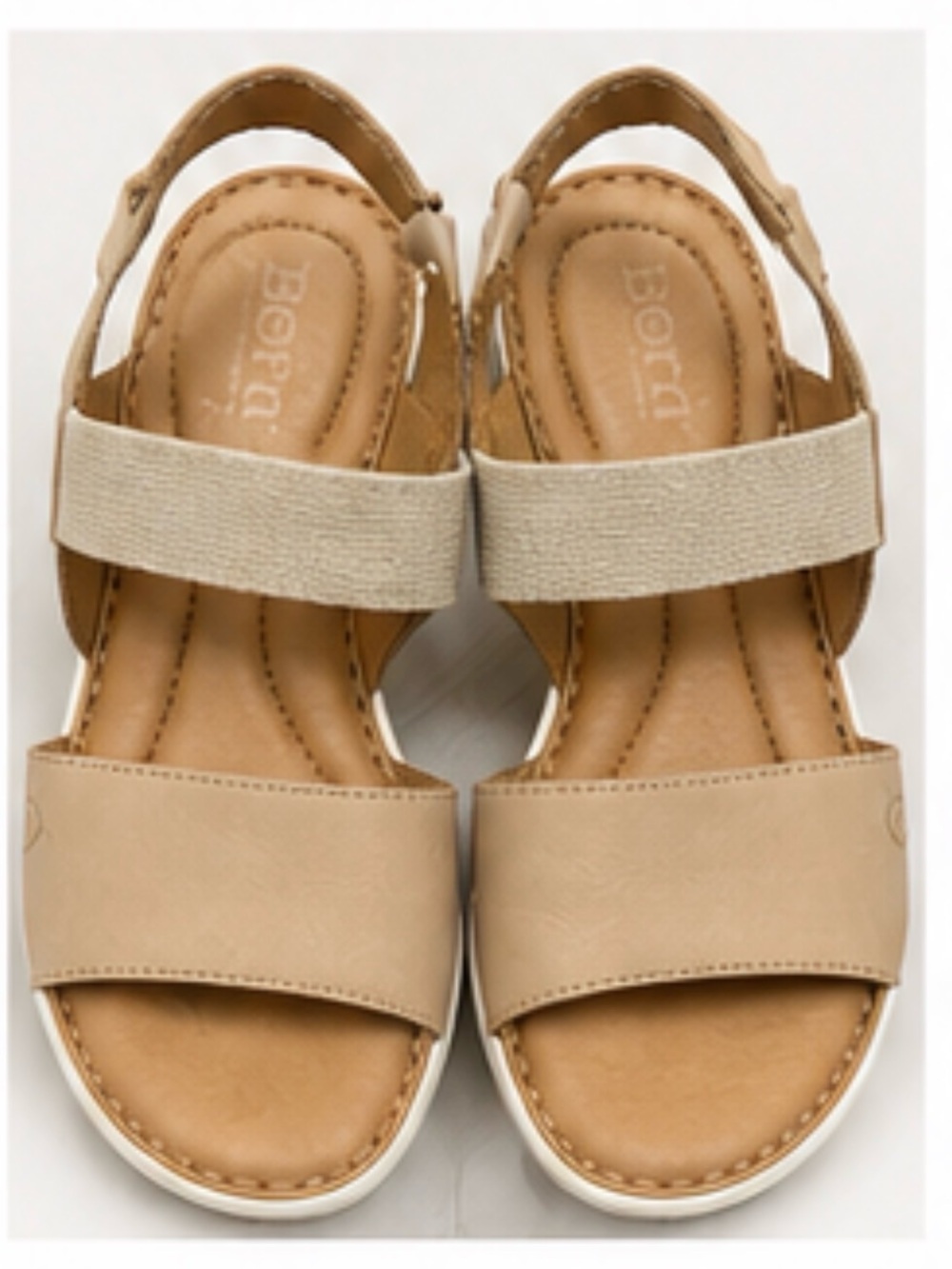 Born  leather/Elastic Strap wedge Sandals 8  summer travel causal comfy